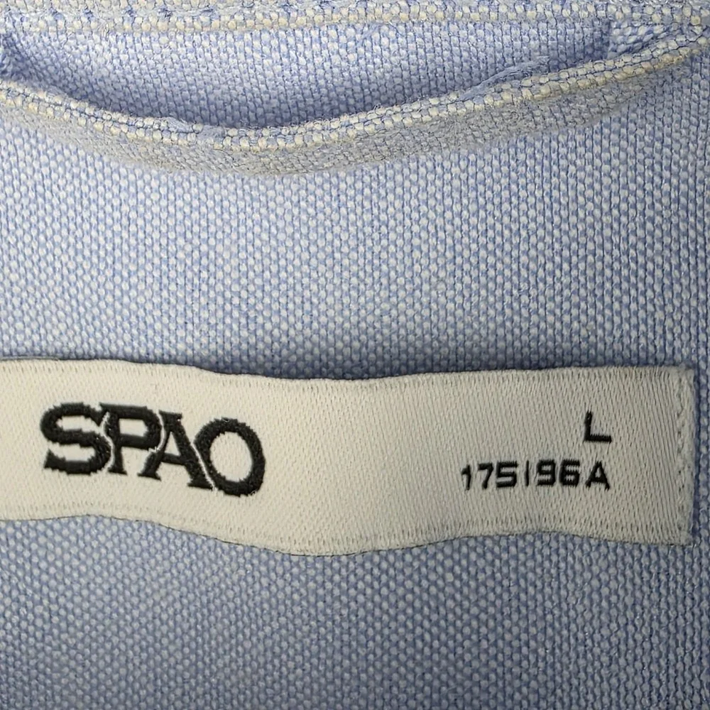 SPAO Mens Large Short Sleeve‎ Woodie Oxford Shirt Light Blue Cotton Polyester